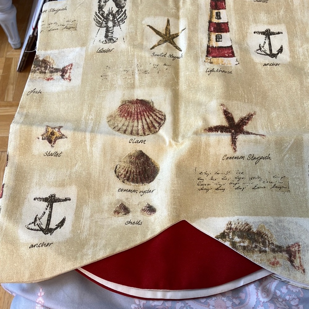 New scalloped valance curtain coastal theme lighthouse shell lobster - Picture 2 of 6